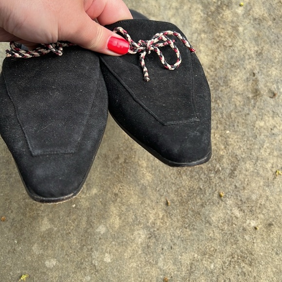 Burberry Black Suede Slip On Mules with Bow - Picture 5 of 10